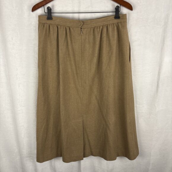 Vintage Evan Picone Skirt Brown 100% Wool Lined Slit Pencil Straight Size 16 - Picture 3 of 4